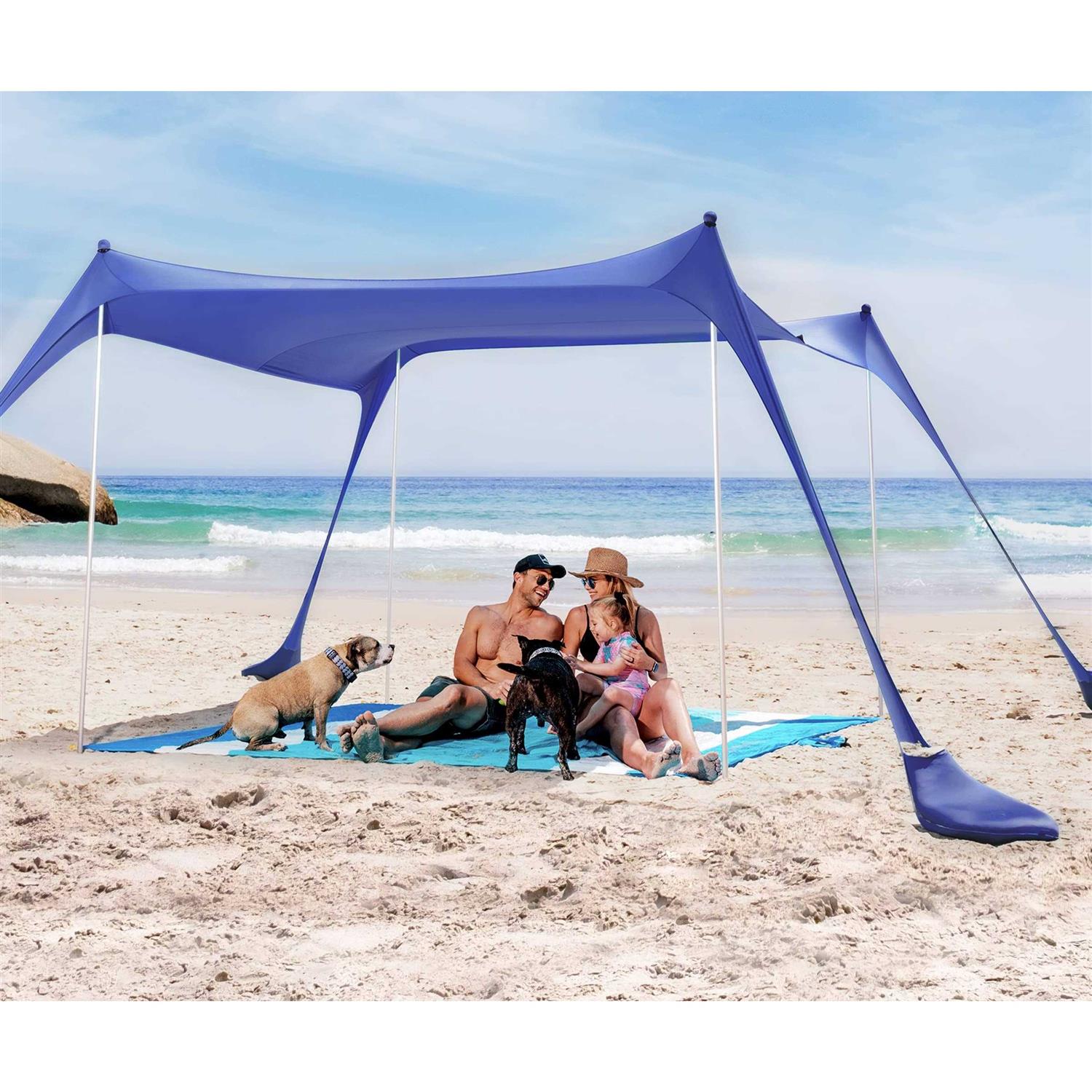 Sun Ninja Pop Up Beach Tent UPF50+ with Shovel