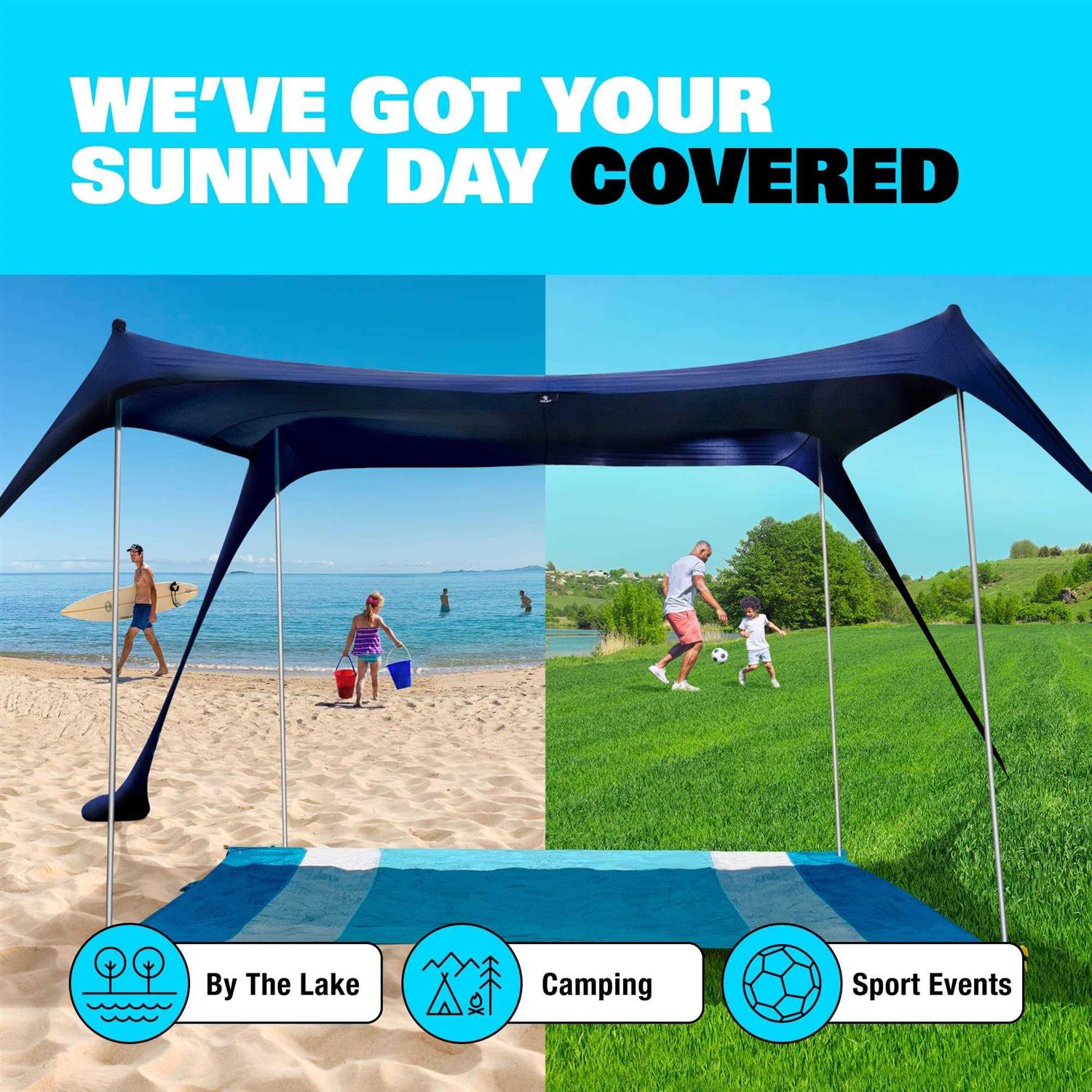 Alternative view of Sun Ninja Pop Up Beach Tent UPF50+ with Shovel