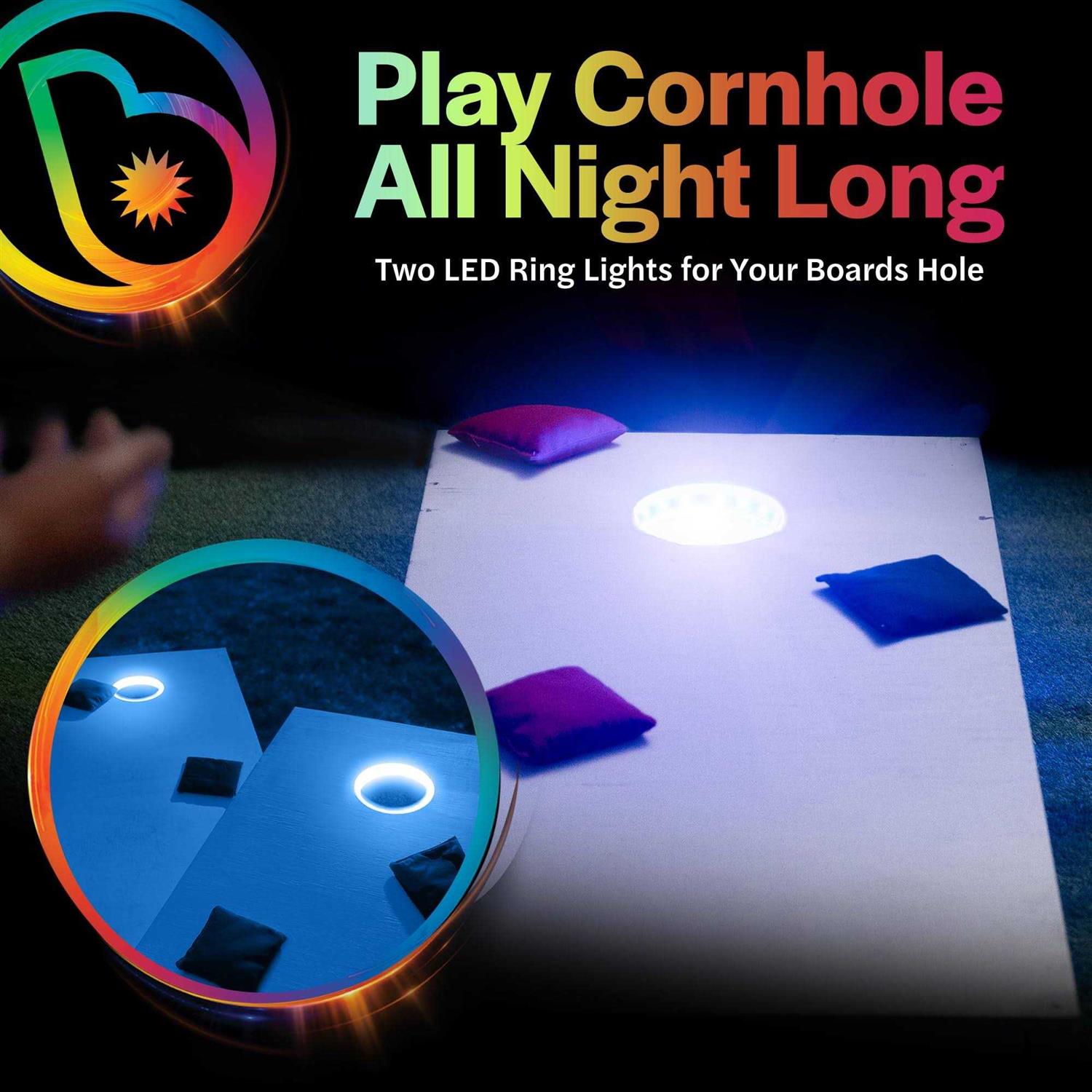 Alternative view of Brightz LED Cornhole Board Ring Lights, 2-Pack 48-Hour Battery Life