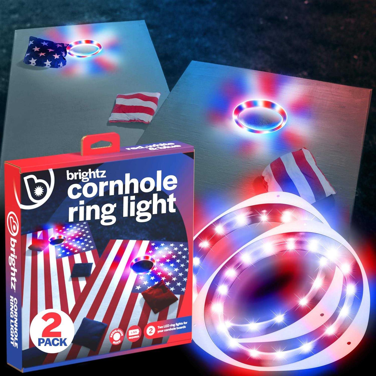 Brightz LED Cornhole Board Ring Lights, 2-Pack 48-Hour Battery Life