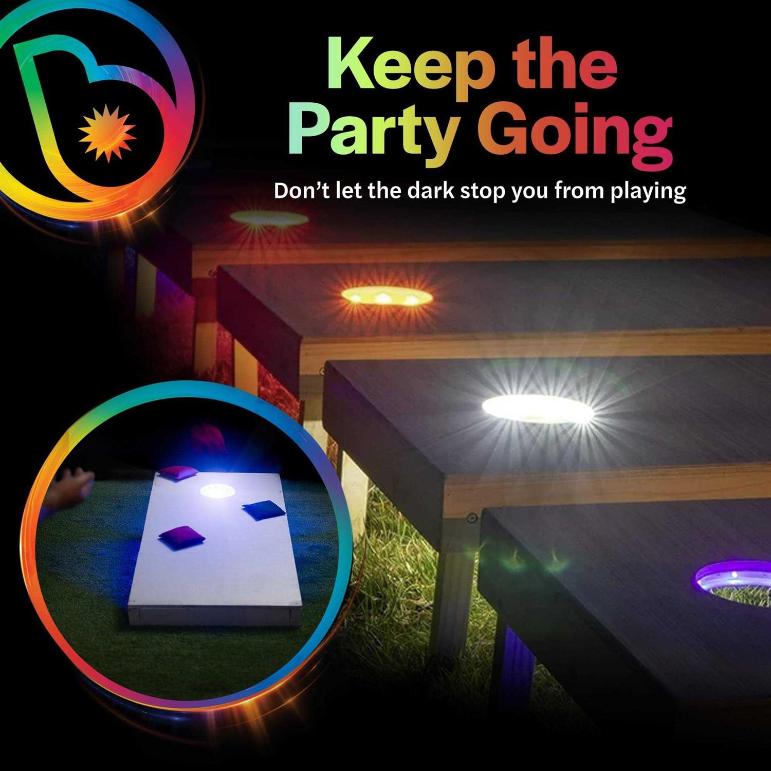 Brightz LED Cornhole Board Ring Lights, 2-Pack 48-Hour Battery Life - Image 5