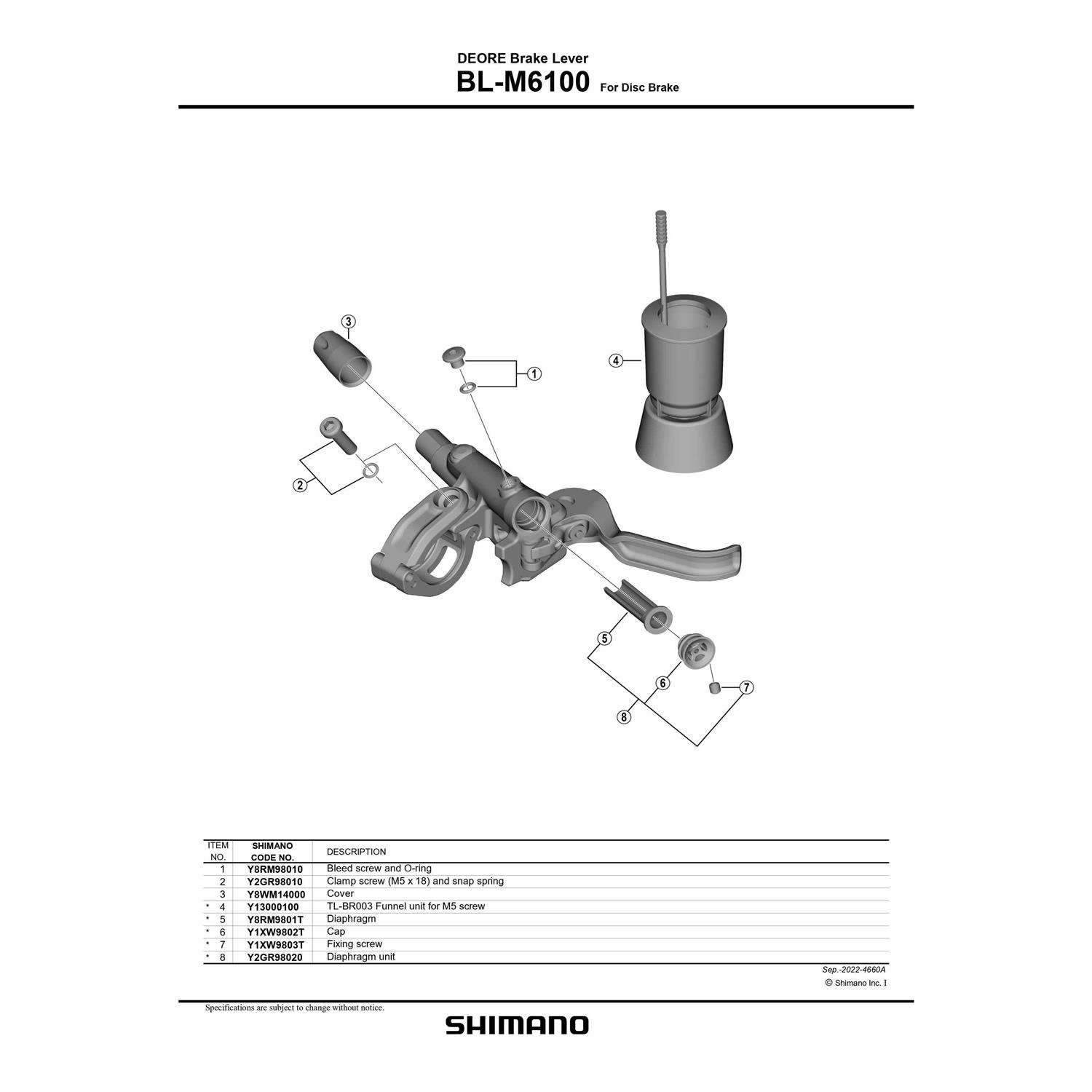 Shimano Deore BL-M6100 Replacement Hydraulic Brake Lever - Image 2