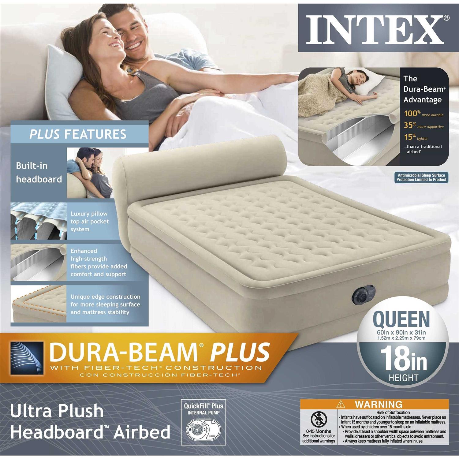 Intex Durabeam Headboard Air Mattress with Built-in Pump - Image 3