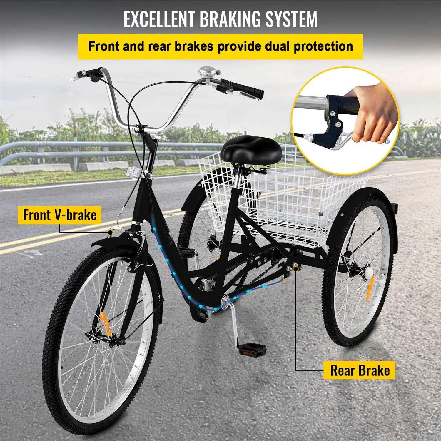 Bentism 7-Speed 3 Wheel Adult Tricycle Trike Bicycle Bike with Large Basket for Riding - Image 4