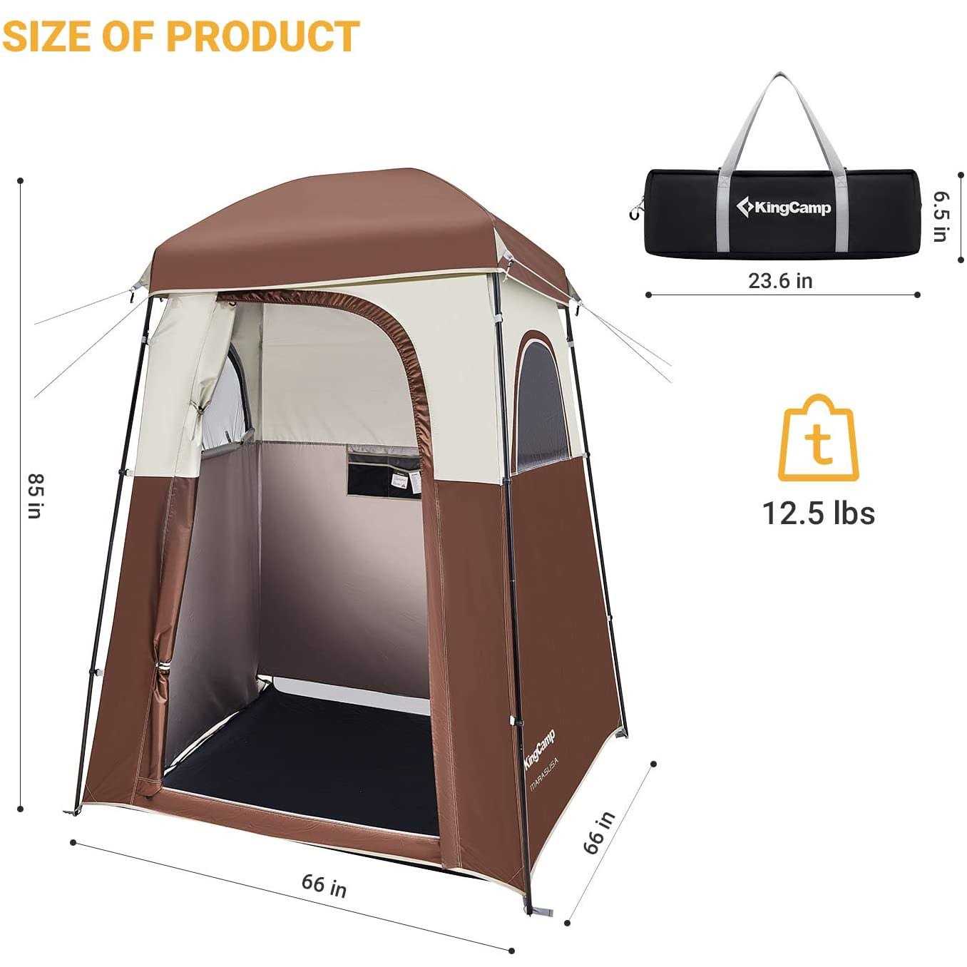 KingCamp Shower Tent Oversize Outdoor for Camping Portable Changing Room Privacy Single - Image 2