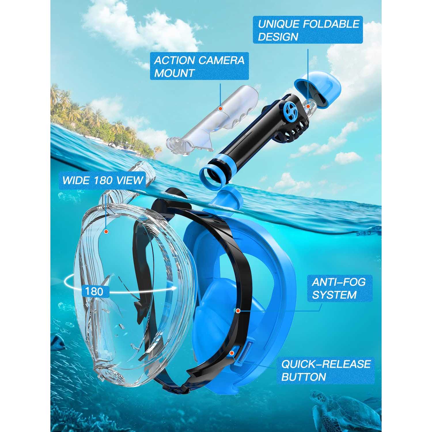 Zenoplige Full Face Snorkel Mask Snorkeling Gear for Adults Diving Mask Anti Fog Premium Innovative Safety Breathing System - Image 3