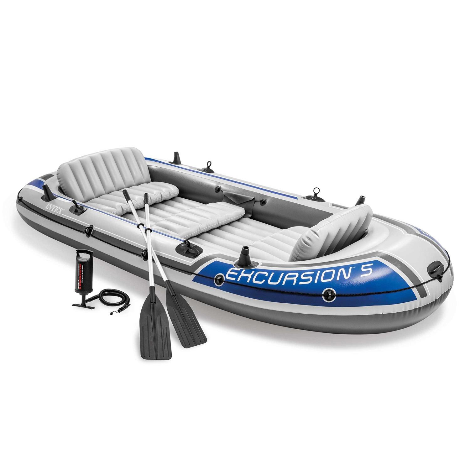 Intex Excursion 5 Person Inflatable Boat Set w/ 2 Oars