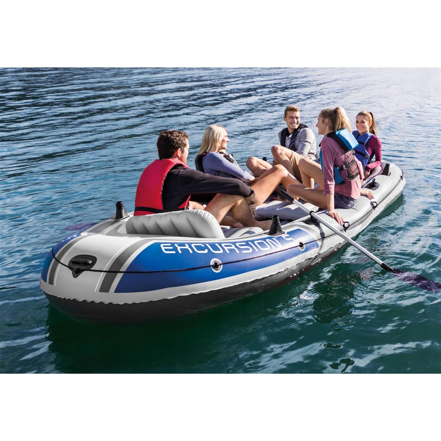 Intex Excursion 5 Person Inflatable Boat Set w/ 2 Oars - Image 2