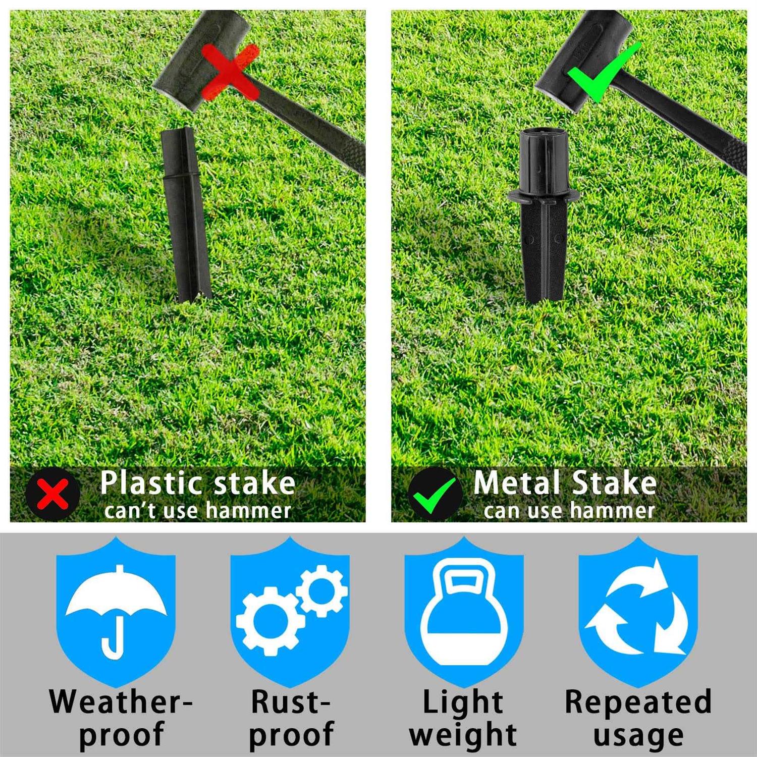 Alternative view of sunpo Metal Replacement Stakes for Solar Lights Outdoor Plastic Solar Pathway Lights Spike Replacer