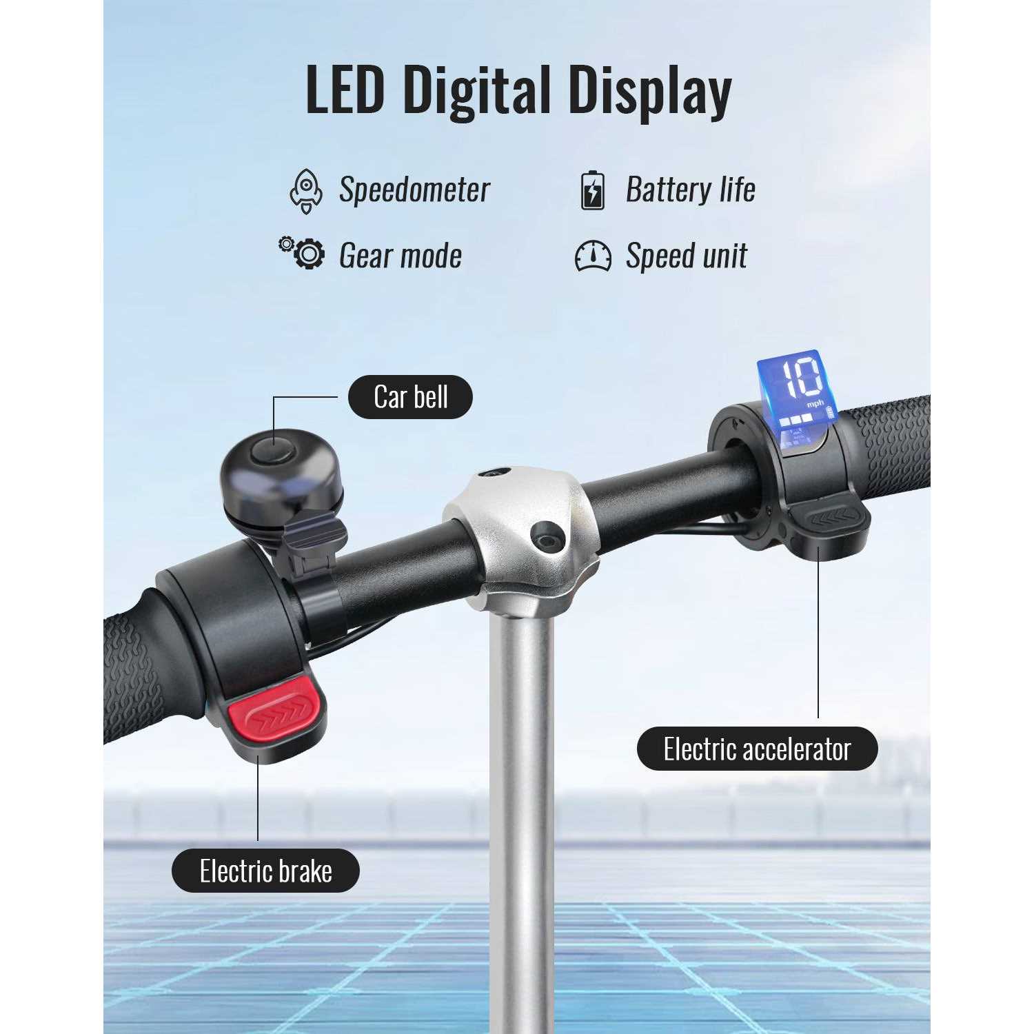 Gyroor Kids Electric Scooter, with 180W Motor & LED Visible Display, Colorful Lights, Adjustable Speed and Height - Image 4