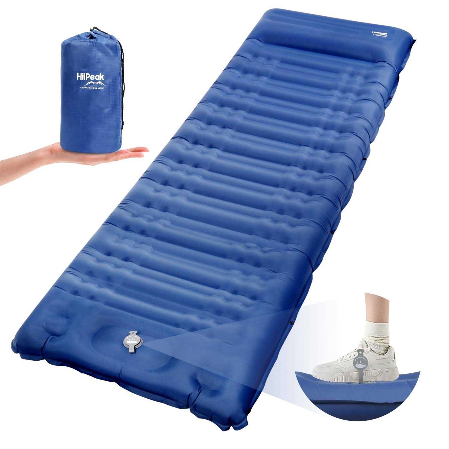 HiiPeak Sleeping Pad for Camping Ultralight Inflatable Sleeping Built-in Foot Pump