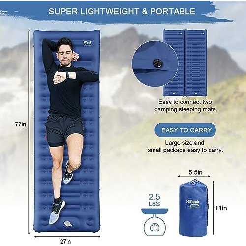 HiiPeak Sleeping Pad for Camping Ultralight Inflatable Sleeping Built-in Foot Pump - Image 3