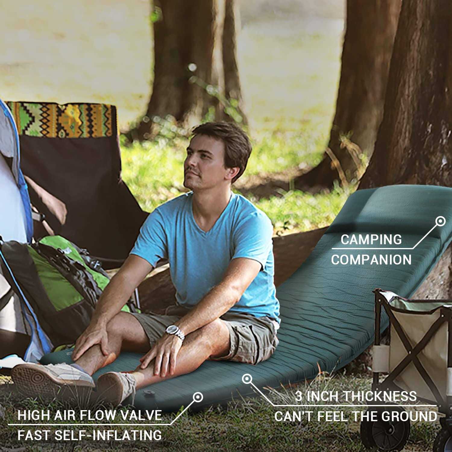 INVOKER UltraThick Self Inflating Memory Foam Camping Sleeping Pad - Image 4