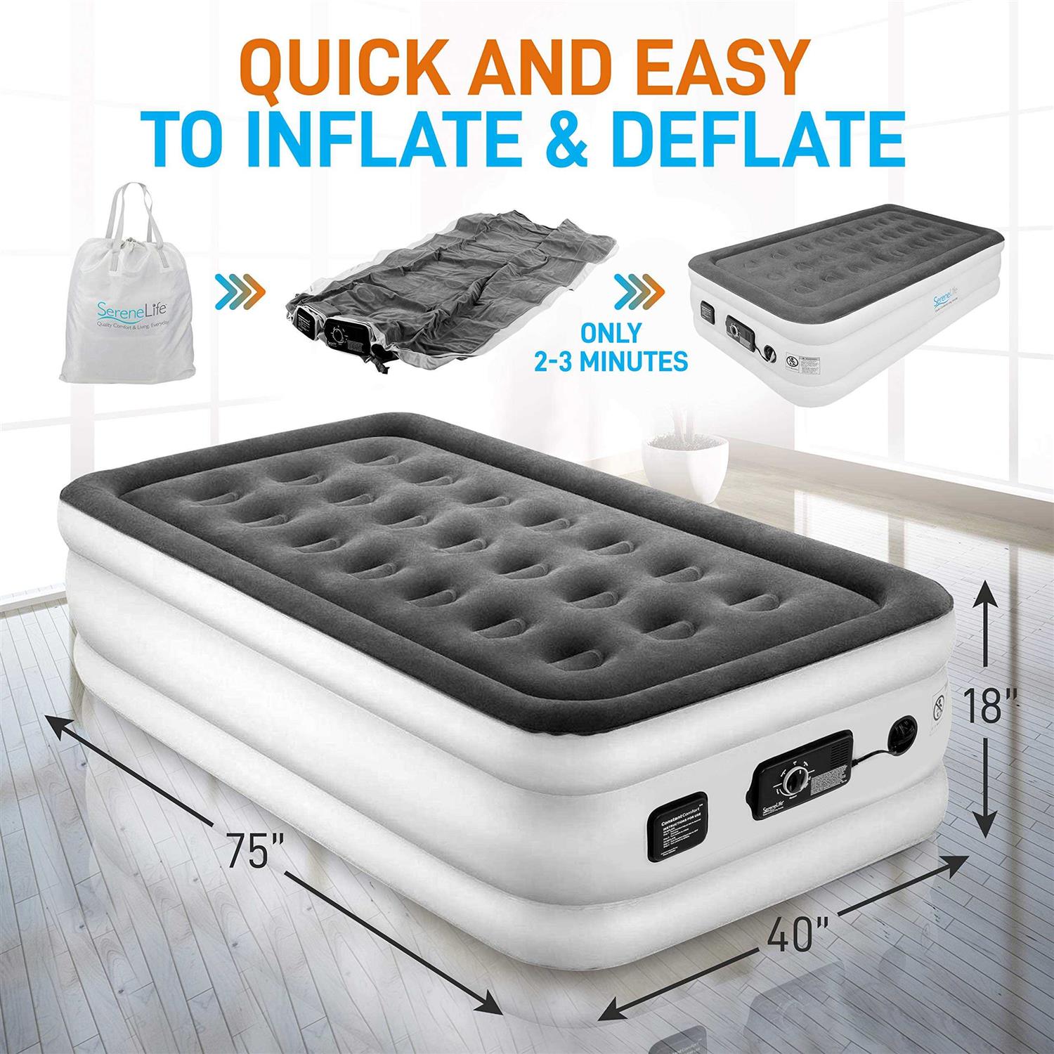Serenelife 18 in. Twin Premium Raised Airbed - Image 5