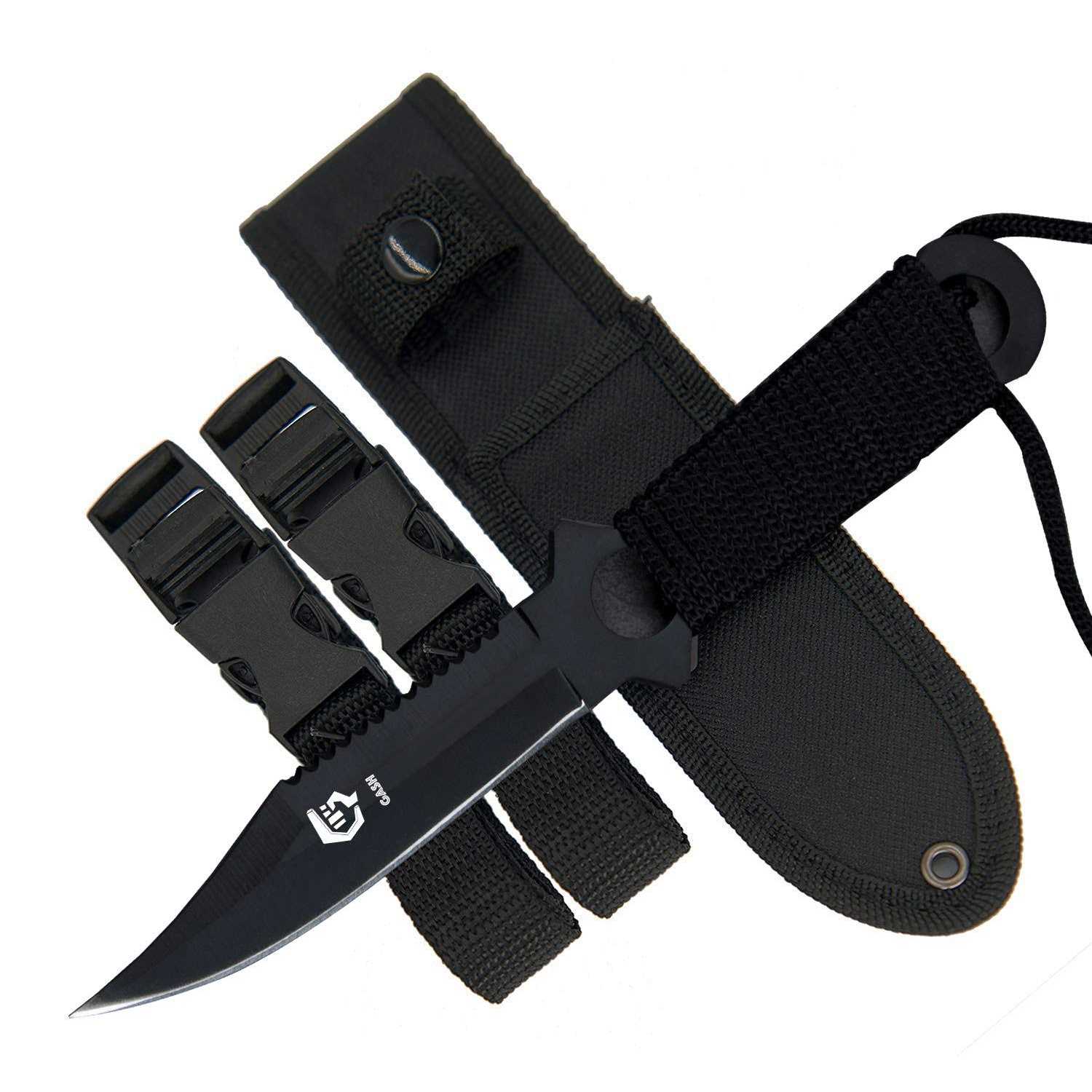 GASHER Scuba Diving Knife with Leg Straps & Sheath Razor Sharp