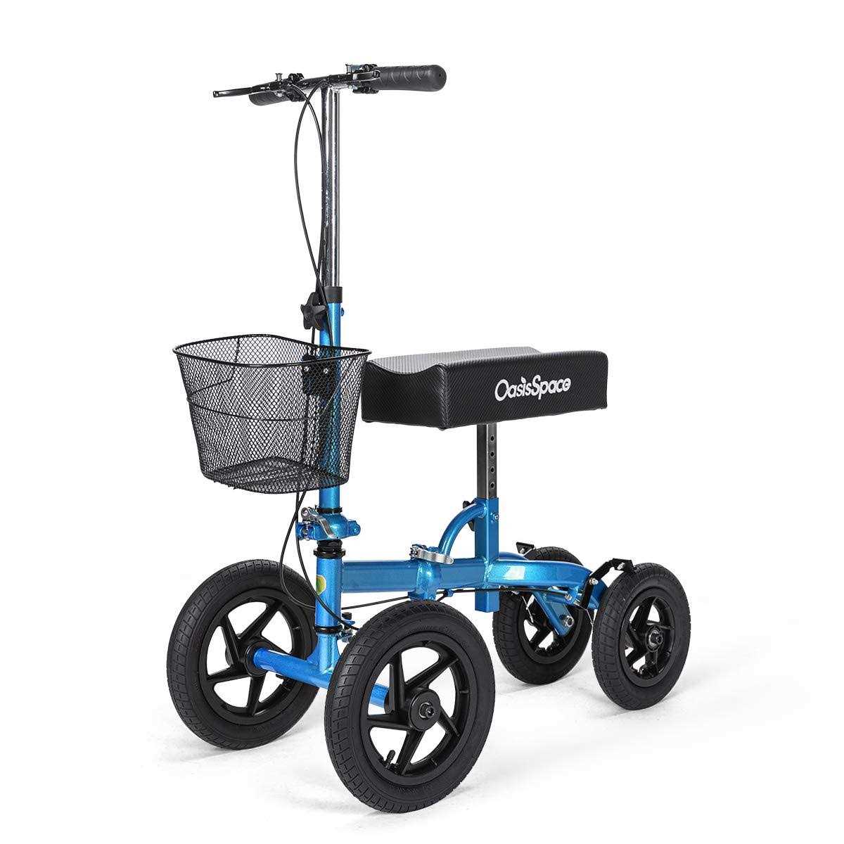 Oasisspace All Terrain Knee Scooter with 12 Inches Non-pneumatic Wheels