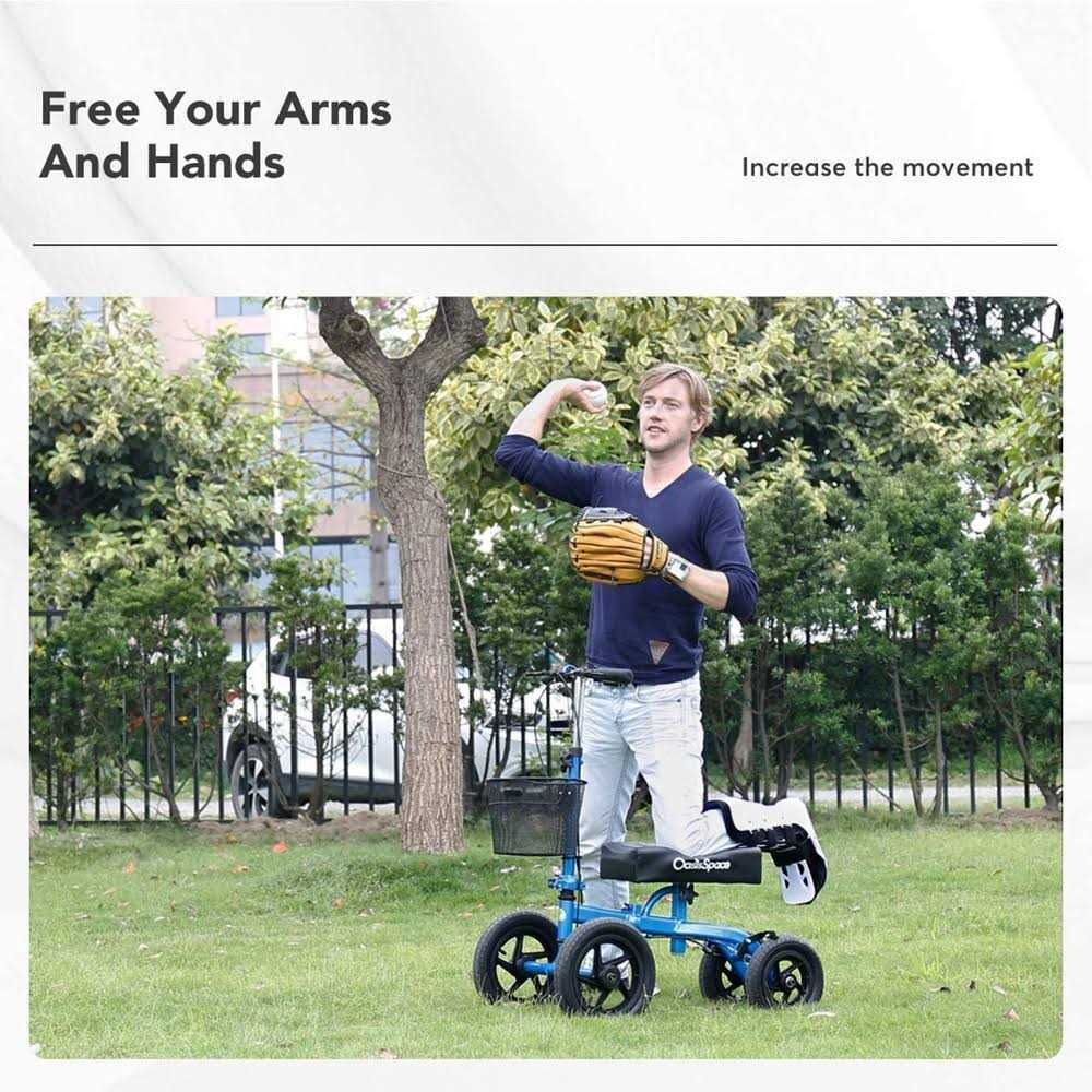 Oasisspace All Terrain Knee Scooter with 12 Inches Non-pneumatic Wheels - Image 4