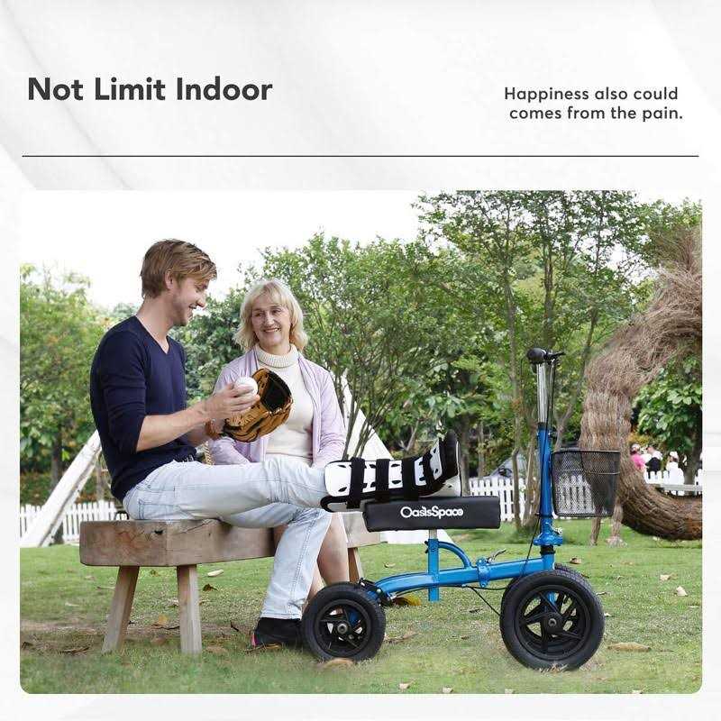 Oasisspace All Terrain Knee Scooter with 12 Inches Non-pneumatic Wheels - Image 5