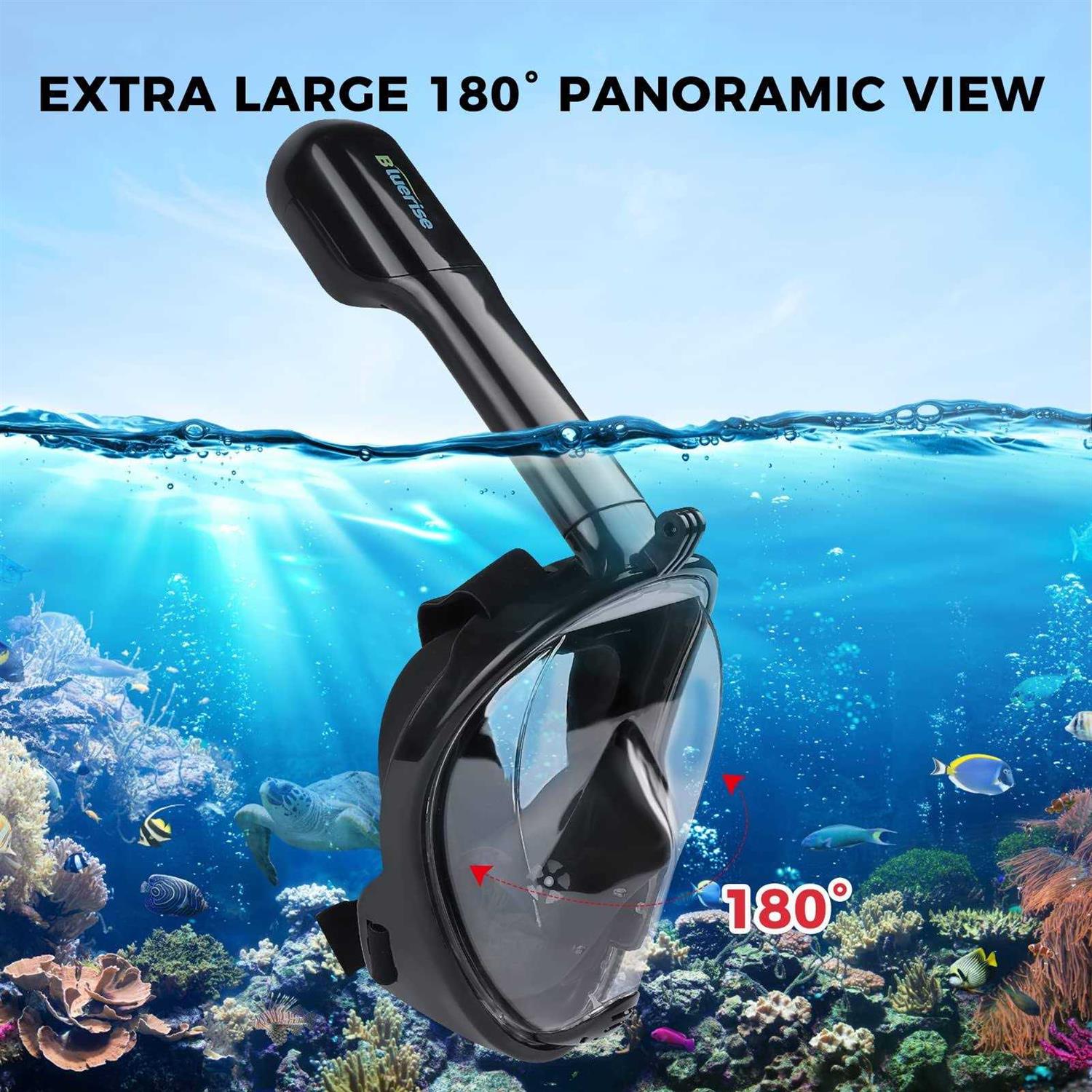 BLUERISE Snorkeling Gear for Adults Antifog Snorkel Set Snorkel Mask Adult Anti-Leak Snorkeling Fins Safety Snorkeling Gear Full Face Snorkel Mask - Image 4