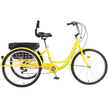 Jstuoke Adult Tricycle 24 Inch Wheels 7 Speed Adult Three Wheel Bike Cruising with rear Storage Basket for Men