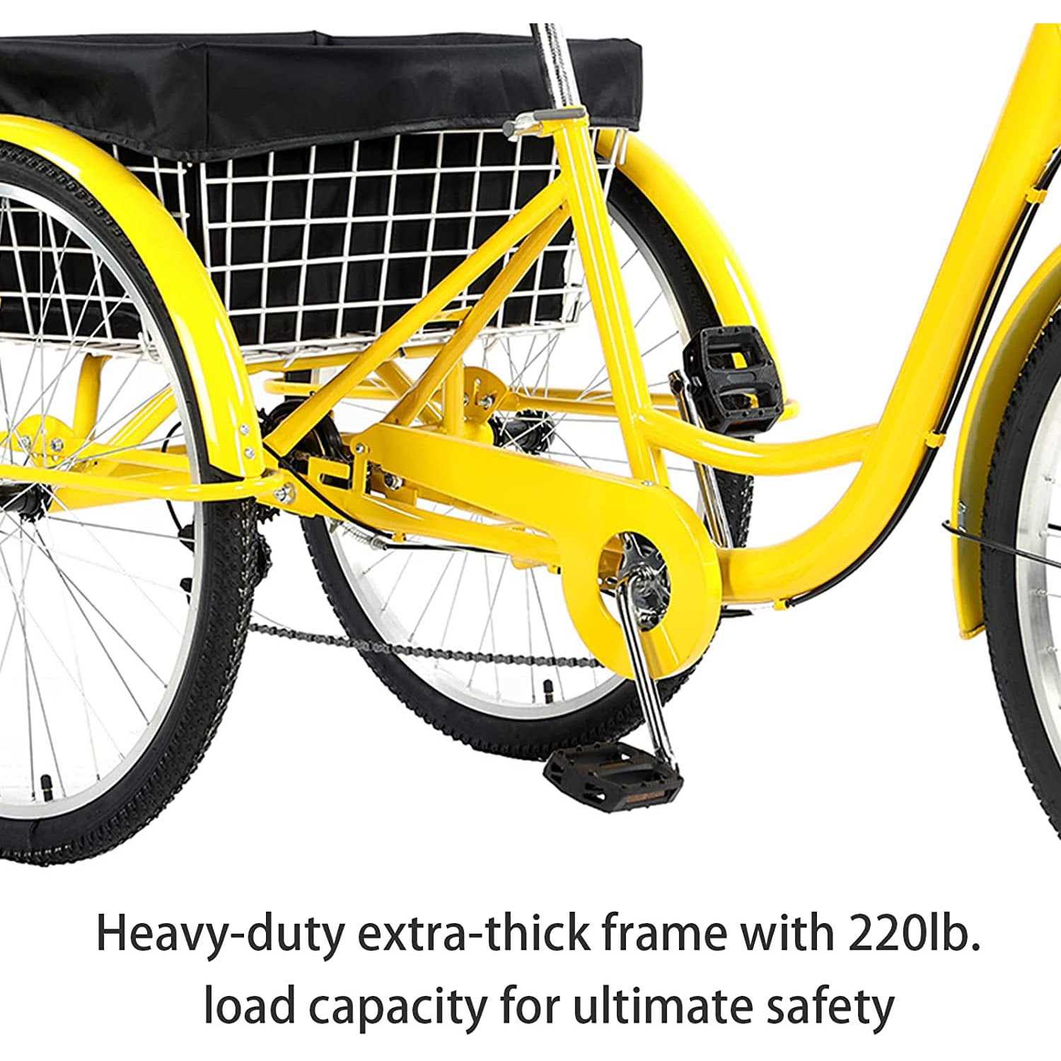 Jstuoke Adult Tricycle 24 Inch Wheels 7 Speed Adult Three Wheel Bike Cruising with rear Storage Basket for Men - Image 4