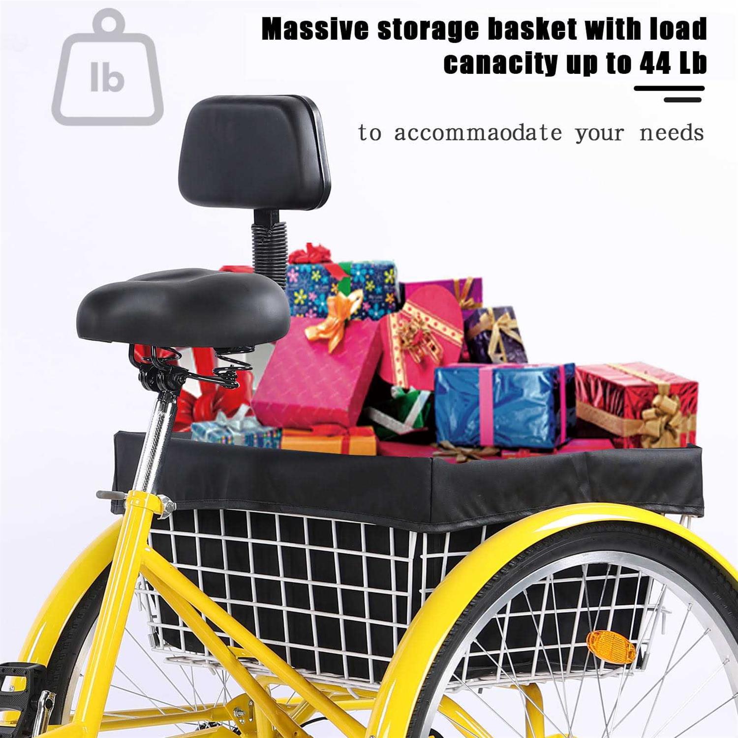 Jstuoke Adult Tricycle 24 Inch Wheels 7 Speed Adult Three Wheel Bike Cruising with rear Storage Basket for Men - Image 5