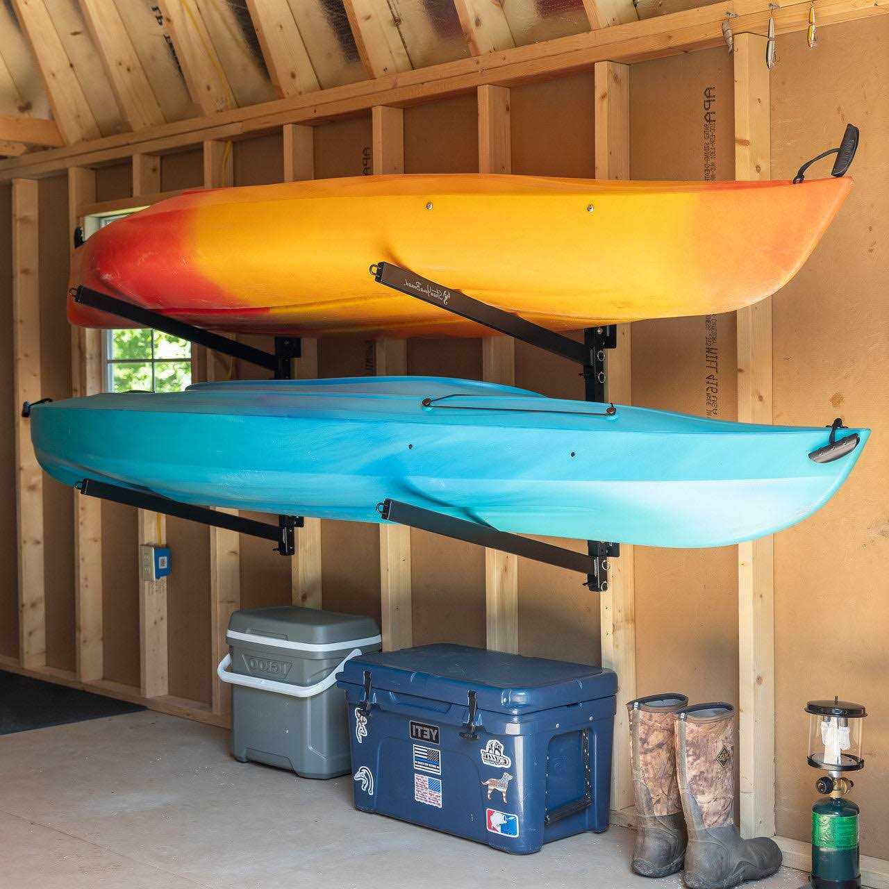 Storeyourboard 2 Kayak Indoor Storage Rack Adjustable Garage Wall Mount Hanger