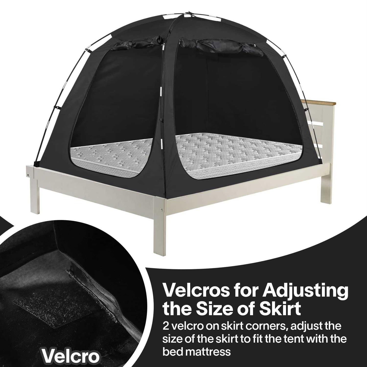 EighteenTek Mosquito Mesh Vent Bed Tent Canopy Size Blackout Lightweight Privacy Tent Space Sleeping Tents Indoor Portable Canopy Tents Frame - Image 5