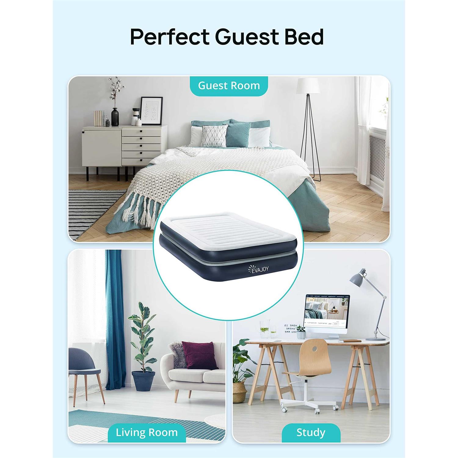 Evajoy Full Size Inflatable Air Mattress with Built in Pump Double-High - Image 4