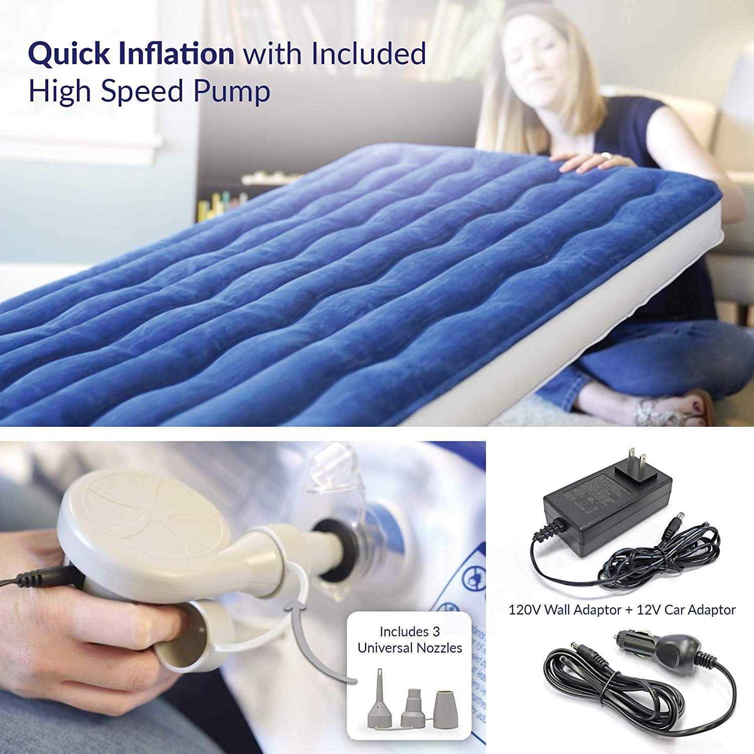 Enerplex Inflatable Travel Bed with High Speed Pump Portable Air Mattress Kids - Image 3