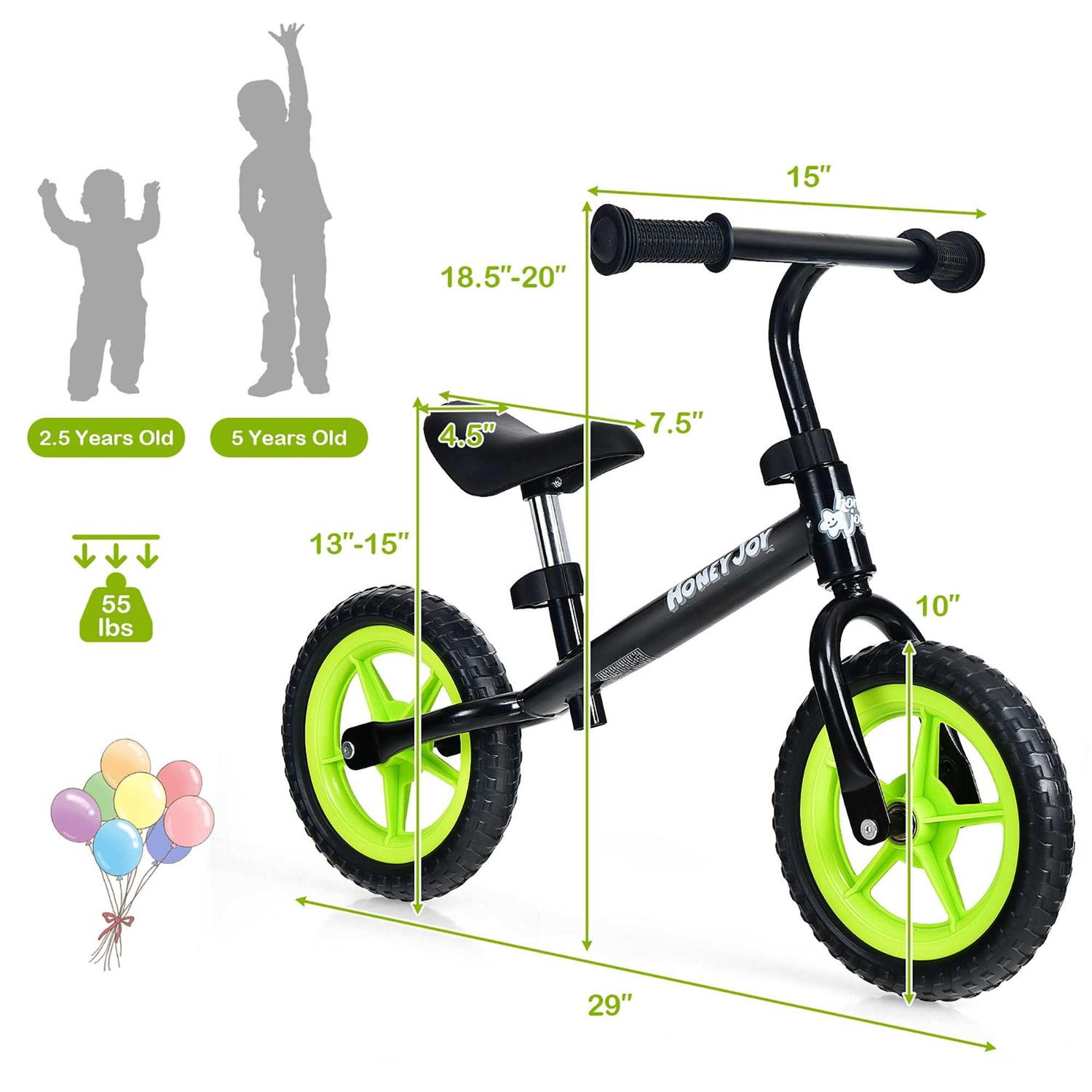 Honeyjoy Kids Balance Bike No Pedal Training Bicycle w/Adjustable Handlebar & Seat - Image 3