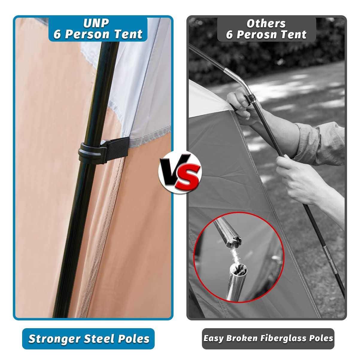 Unp Tents 6 Person Waterproof Windproof Easy Setup,Double Layer Family Camping Tent With 1 Mesh Door 5 - Image 4