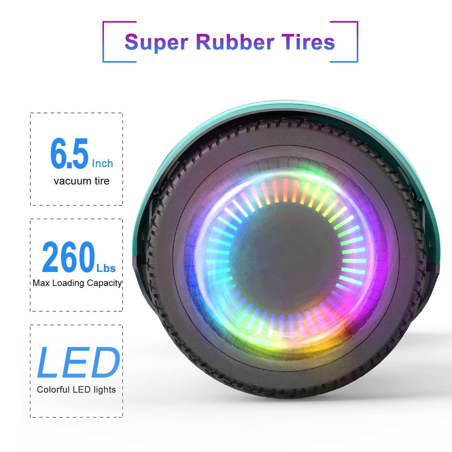 Sisigad 6.5 in. Two-Wheel Self Balancing Hoverboard with Bluetooth Electric Scooter for Kids - Image 3