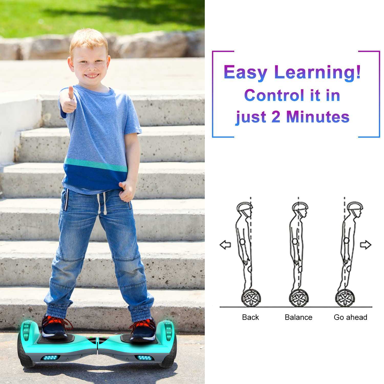 Sisigad 6.5 in. Two-Wheel Self Balancing Hoverboard with Bluetooth Electric Scooter for Kids - Image 5