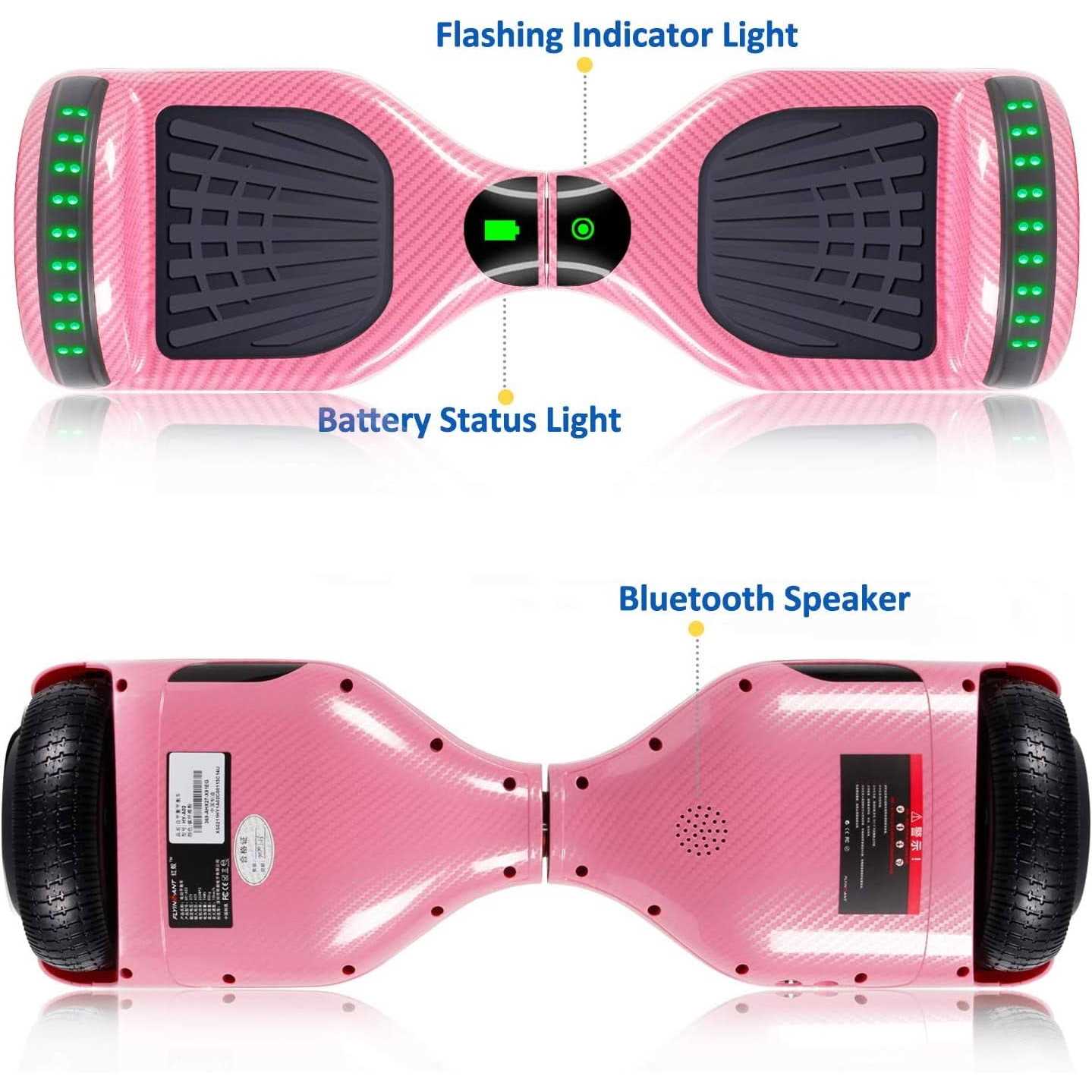 Sisigad 6.5 in. Two-Wheel Self Balancing Hoverboard with Bluetooth Electric Scooter for Kids - Image 3