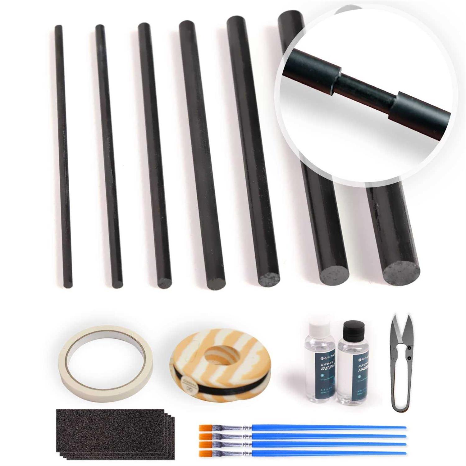 Fishing Rod Repair Kit Complete,All-in-one Supplies with Glue for Freshwater & Saltwater Broken Fishing Pole Repair with Carbon Fiber Sticks,Rod Buil