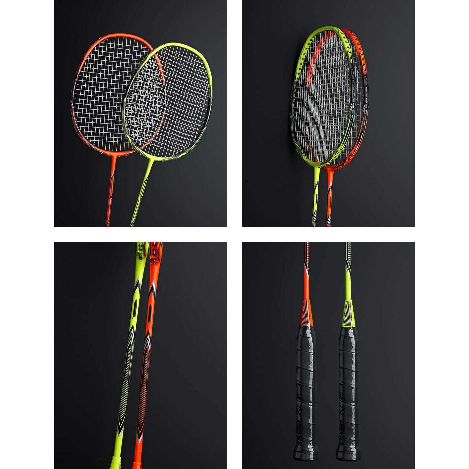 WOED BATENS -2 Player Badminton Set Carbon Fiber Badminton Rackets Badminton Racquet for Backyards Gym with 3 Shuttlecocks 2 Gr - Image 4