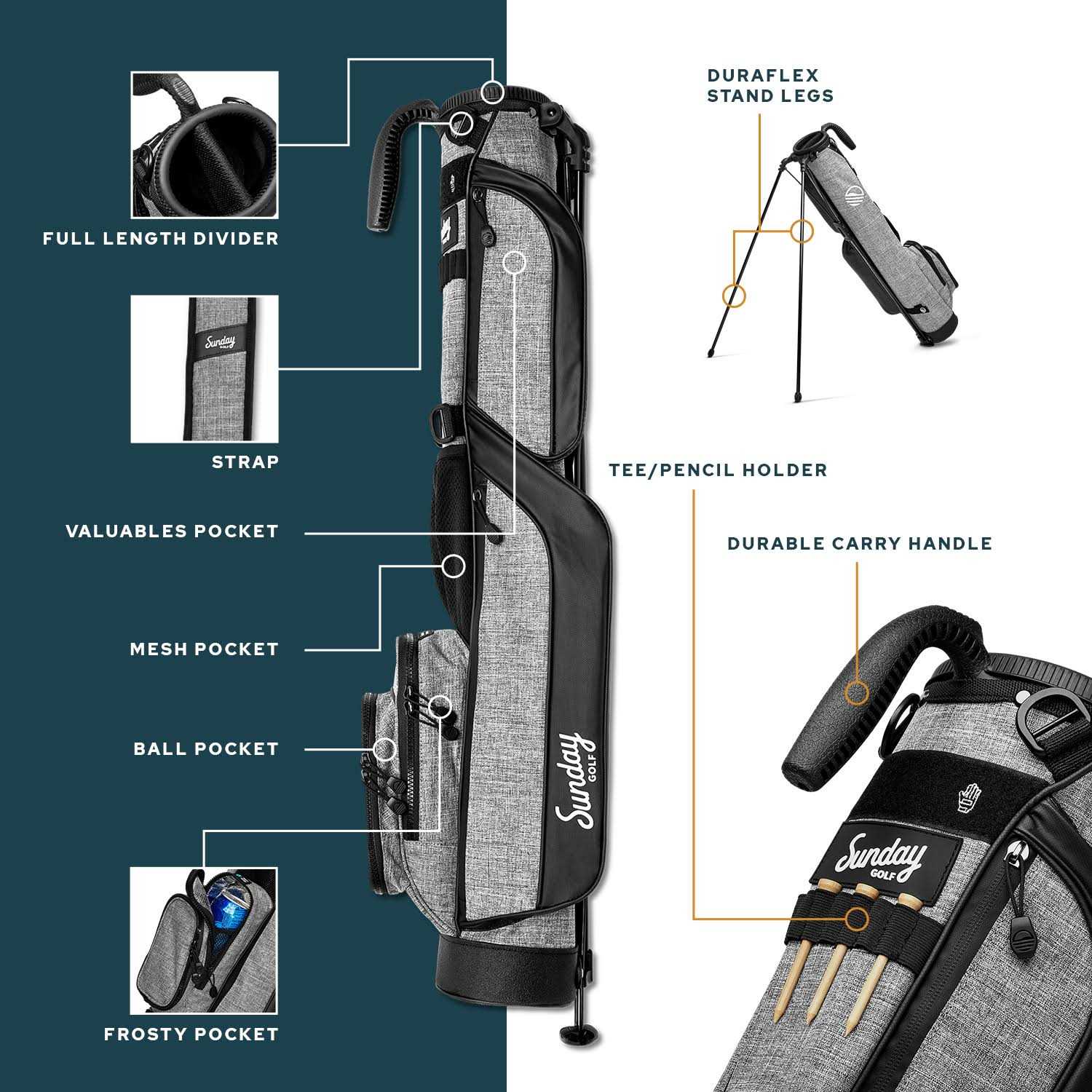 Alternative view of Sunday Golf par 3 Golf Bag Small Golf Bag Lightweight Golf Bag Golf Range Bag with Stand