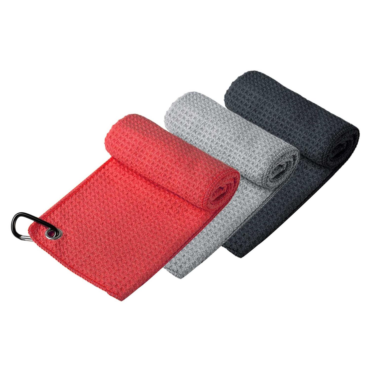 Handy Picks Microfiber Golf Towel with Carabiner Clip, Waffle Pattern Hook and Loop Fastener - Image 3