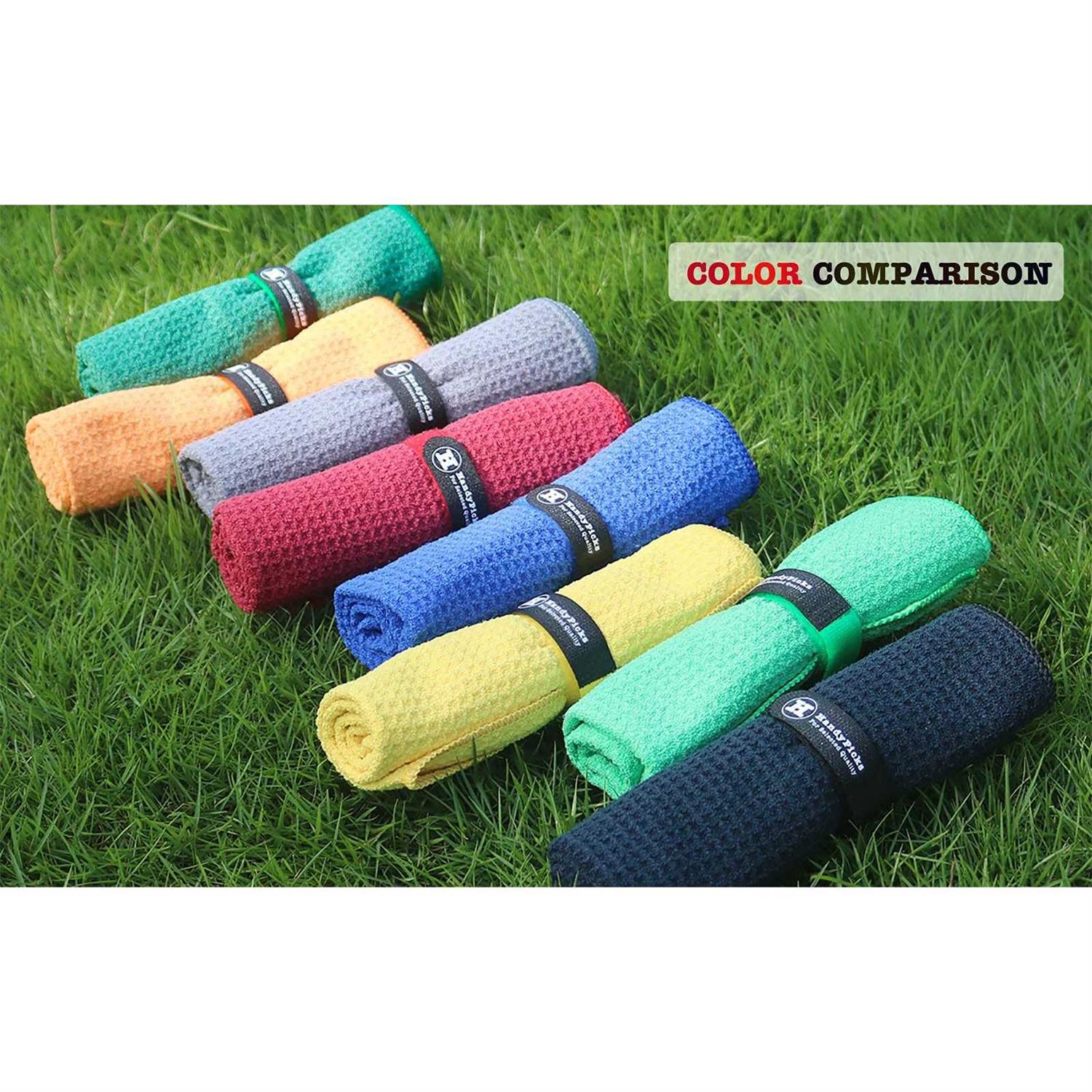 Handy Picks Microfiber Golf Towel with Carabiner Clip, Waffle Pattern Hook and Loop Fastener - Image 4