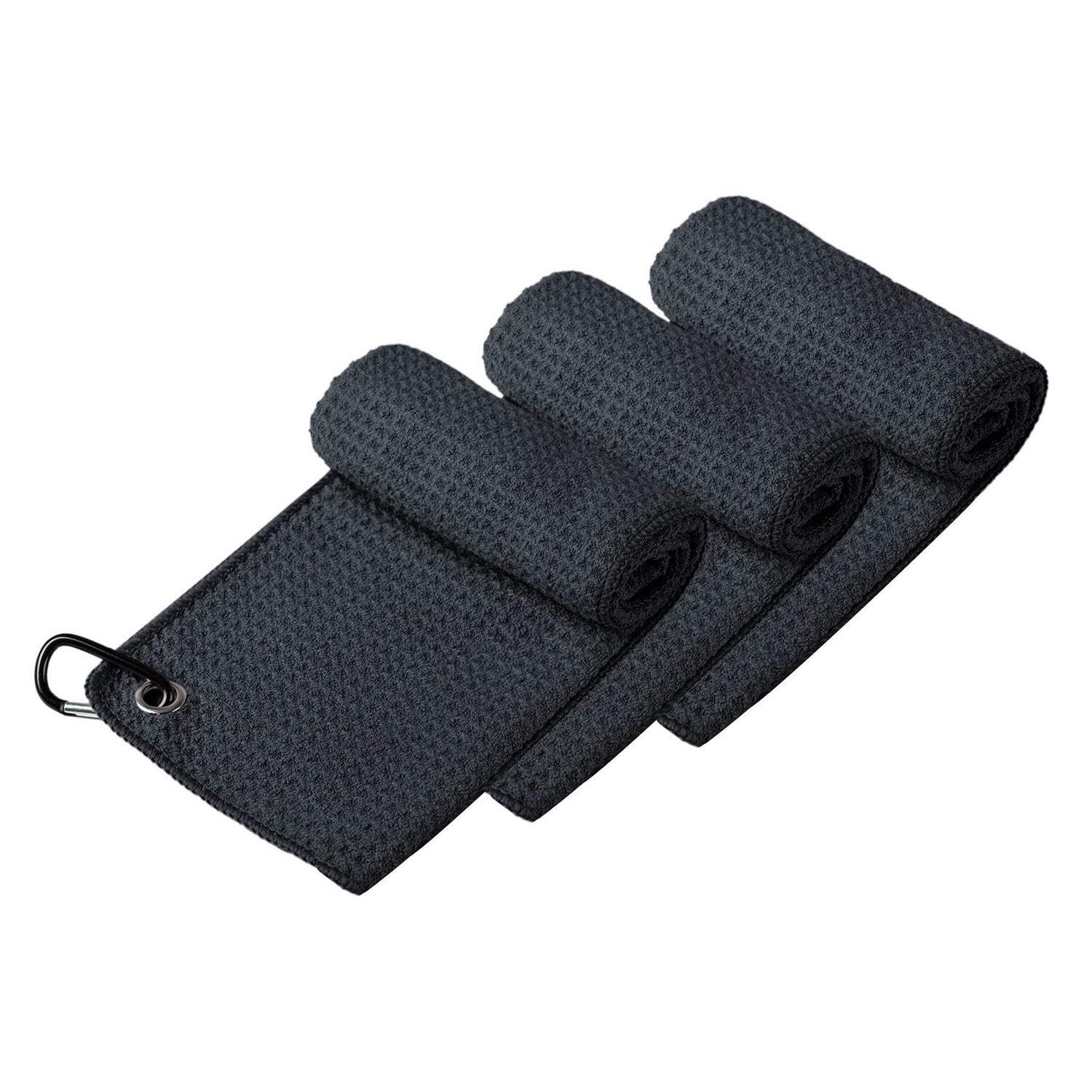 Handy Picks Microfiber Golf Towel with Carabiner Clip, Waffle Pattern Hook and Loop Fastener - Image 3