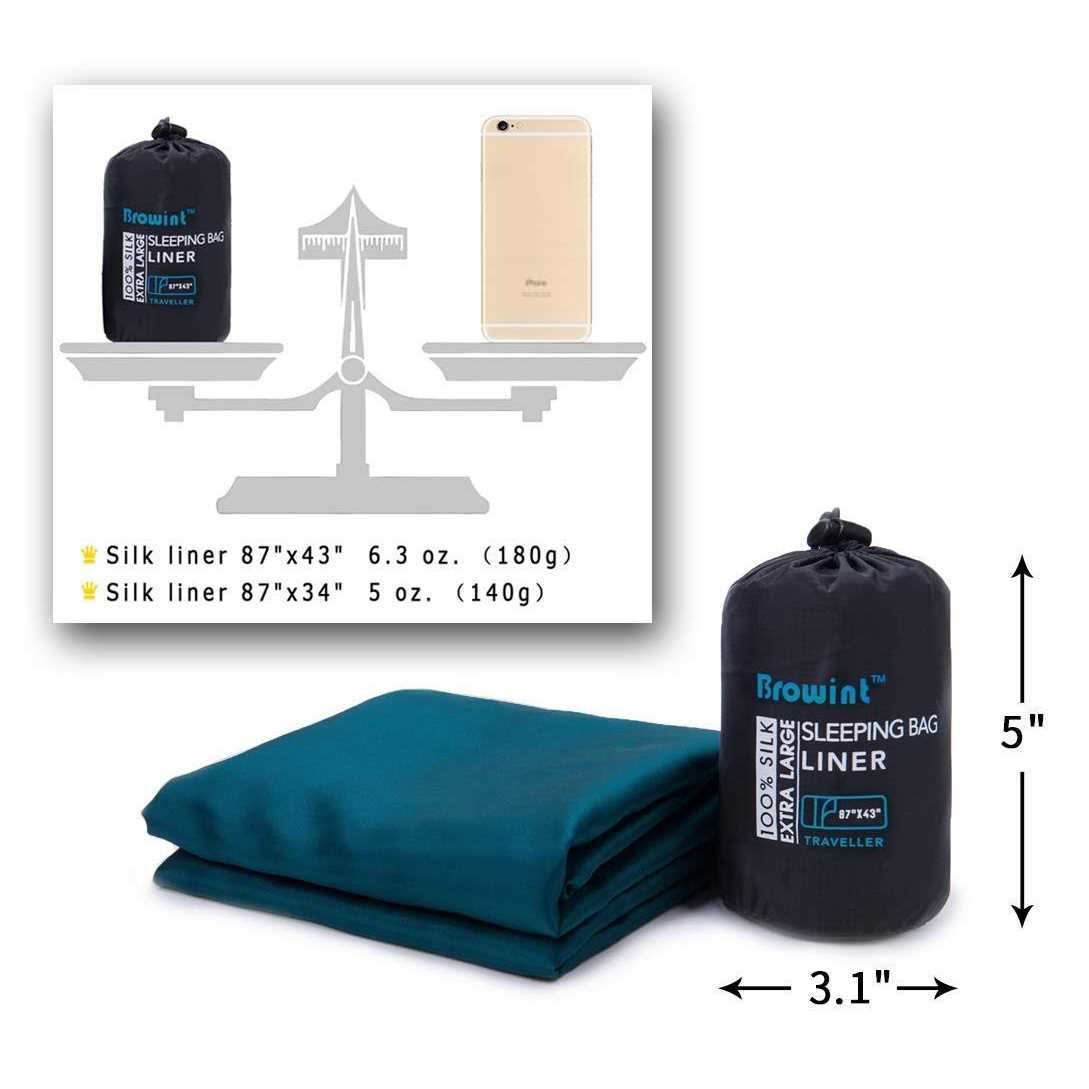Alternative view of Browint Silk Sleeping Bag Liner, Silk Sleep Sheet, Sack, Extra Wide 87'x43' Sheet