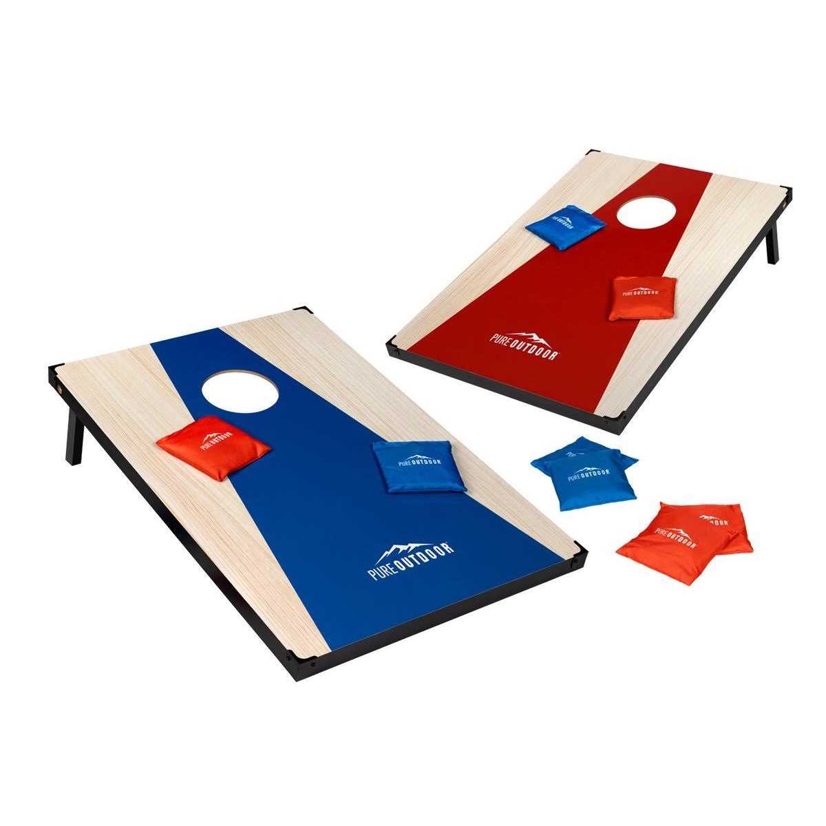 Monoprice Wood Cornhole Outdoor Game 3' X 2' with 8 Bean Bags and Carry Case