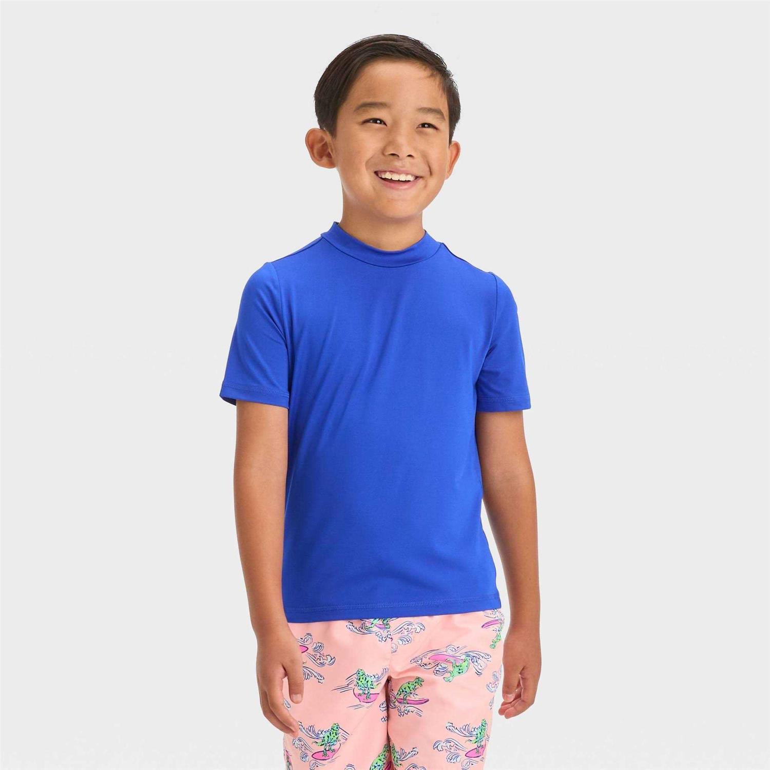 Boys' Cat & Jack Short Sleeve Solid Rash Guard Top