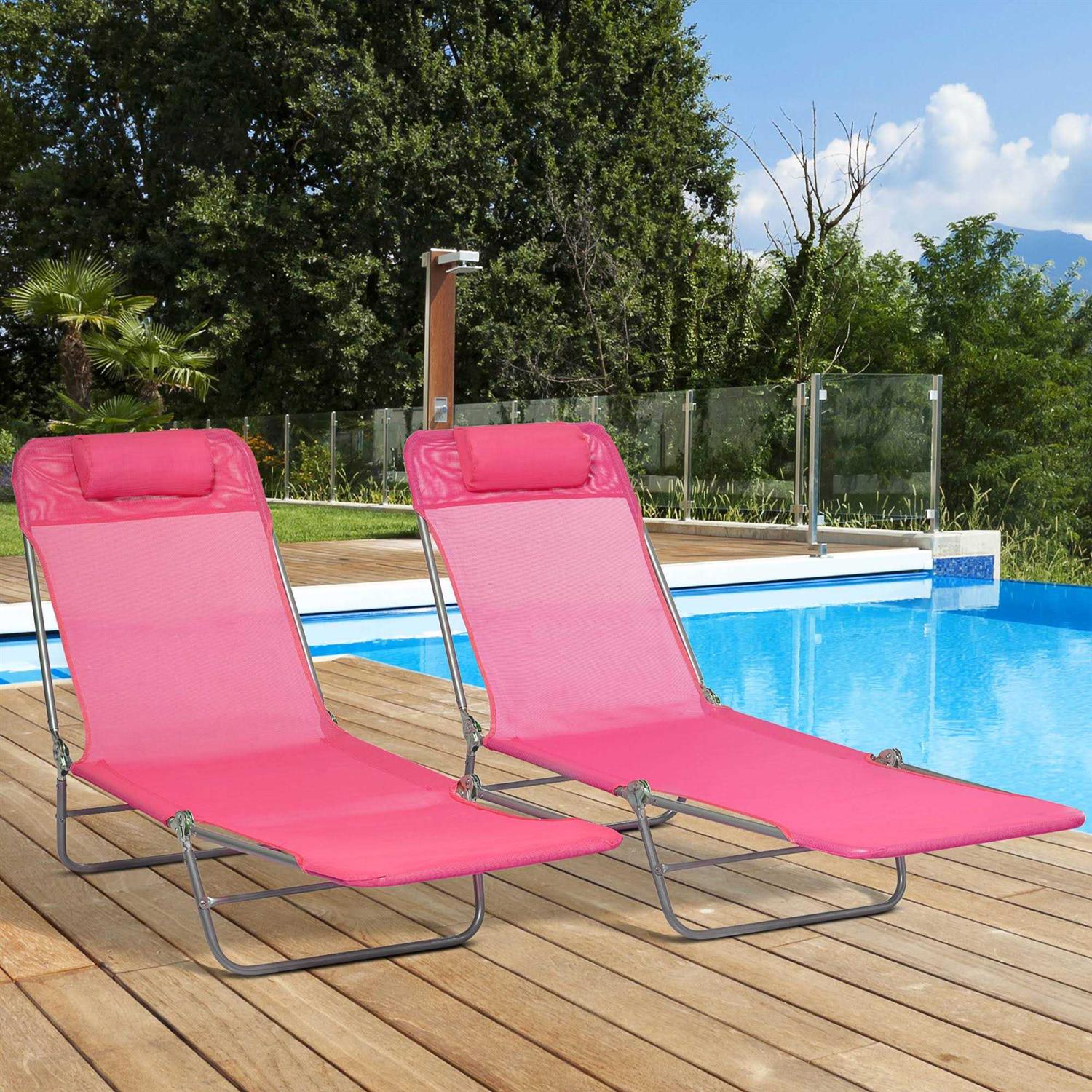 Outsunny Folding Chaise Lounge Pool - Image 3