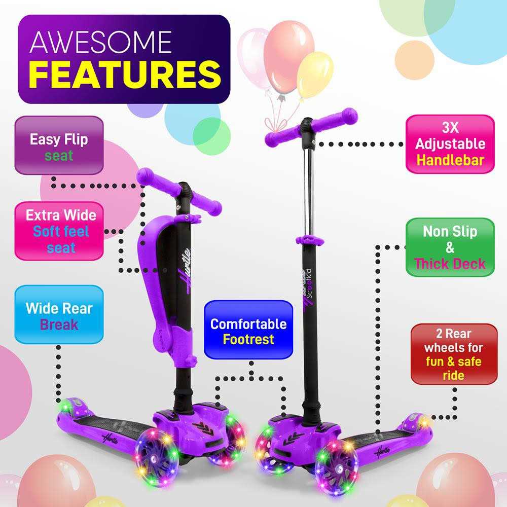Hurtle ScootKid 3 Wheel Toddler Toy Scooter LED - Image 3