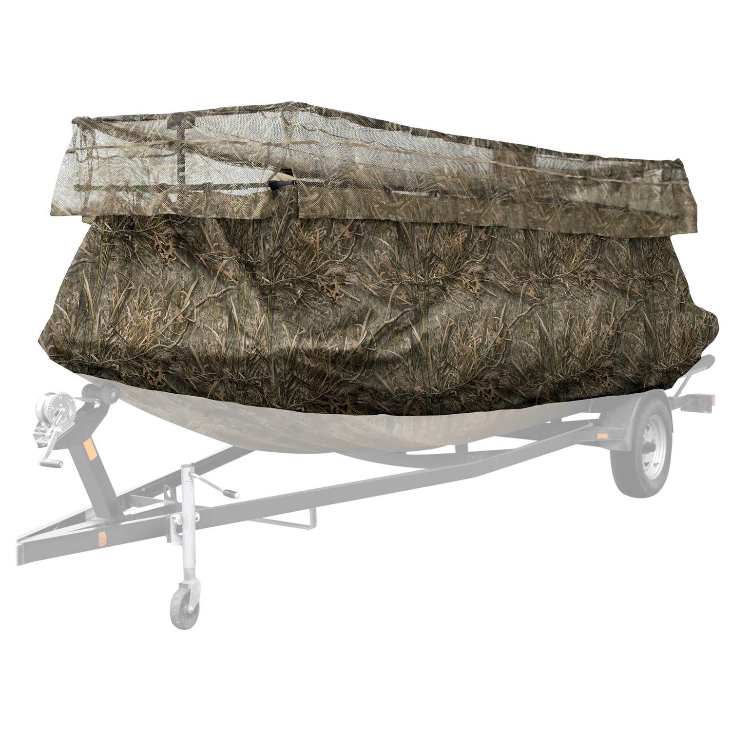 Drake Waterfowl Drake Ghillie Boat Blind with No-Shadow Dual Action Top