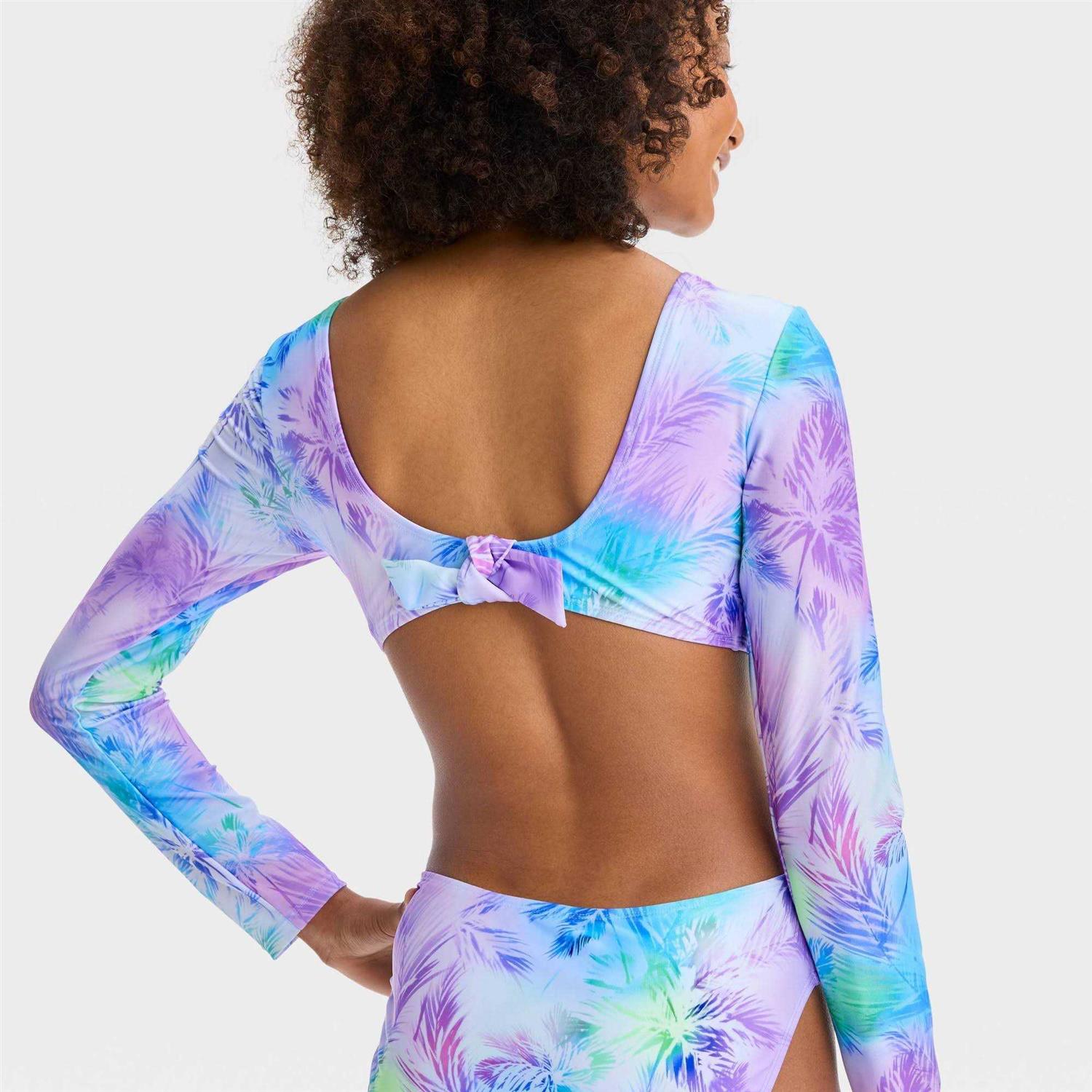 Girls' Art Class 'Palm Tree Skies' Tie-Dye Design One Piece Rash Guard - Image 3