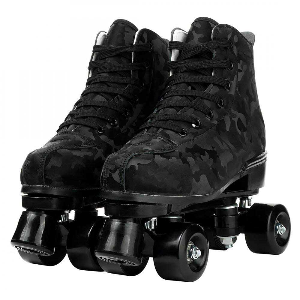 jessie Womens Classic Roller Skates High-top Double-Row Four Wheels Cowhide Outdoor Skating for Youth Boys Girls with Shoes Bag