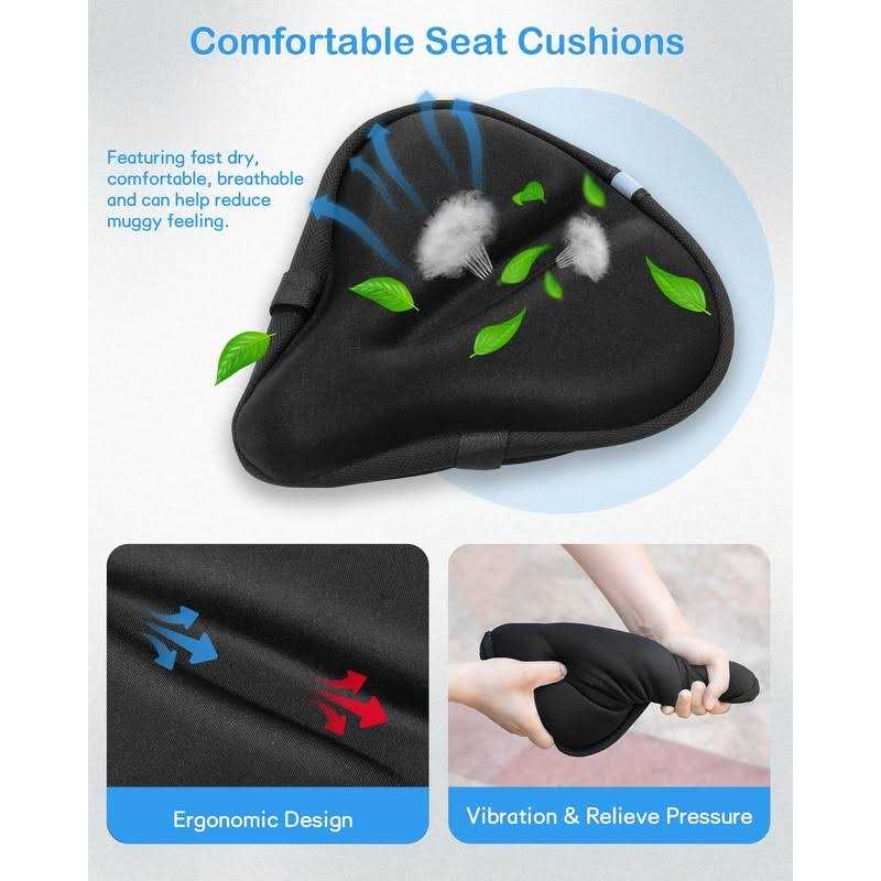 CUNCUI Gel Bike Seat Cover, Bicycle Seat Covers, Bike Seat Cushion for Women Men Comfort Compatible, Suitable for Outdoor and Indoor - Image 2